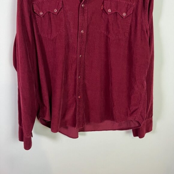 Levi Strauss & Co Men’s Vintage Burgundy Corduroy Snap Button Long Sleeve Shirt - Picture 3 of 7